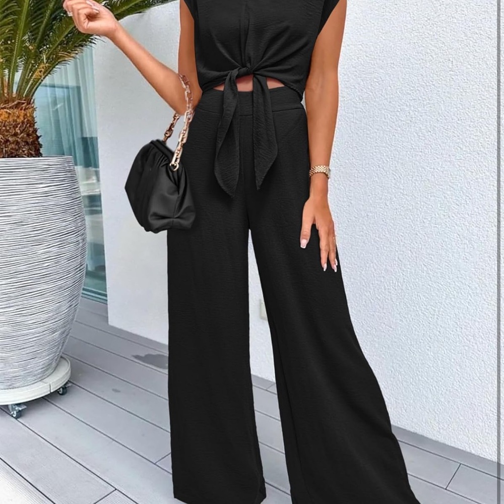 Women's Black Wide-Leg 2 piece set